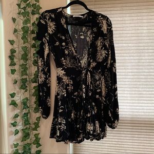 Black and Tan floral wrap dress